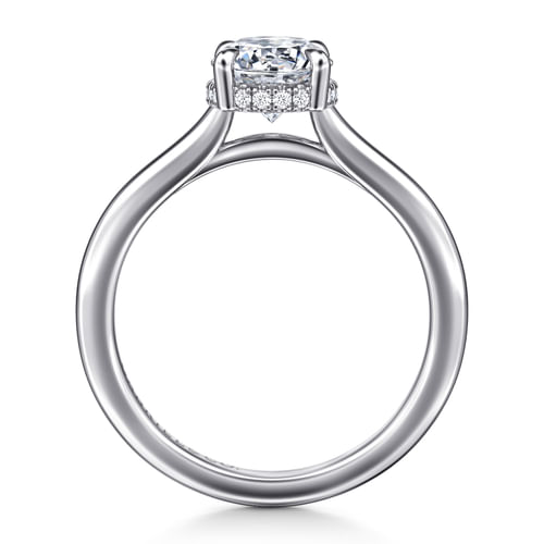 14K White Gold Round Halo Diamond Engagement Ring