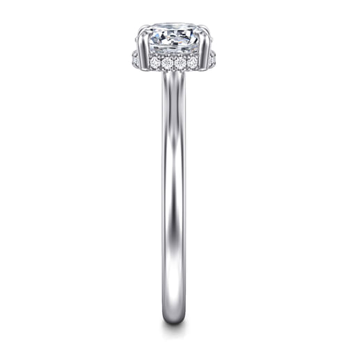 14K White Gold Round Halo Diamond Engagement Ring