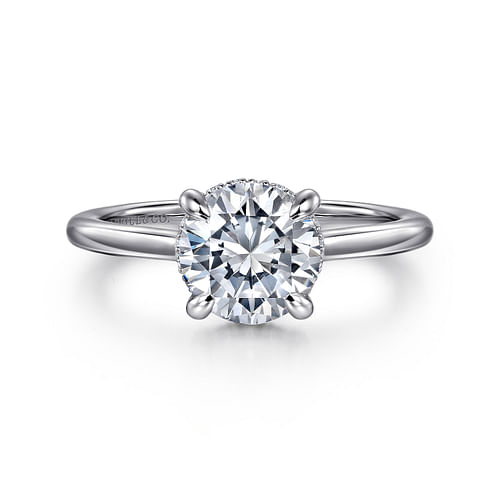 14K White Gold Round Halo Diamond Engagement Ring