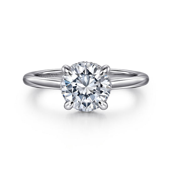 Gabriel - 14K White Gold Round Halo Diamond Engagement Ring