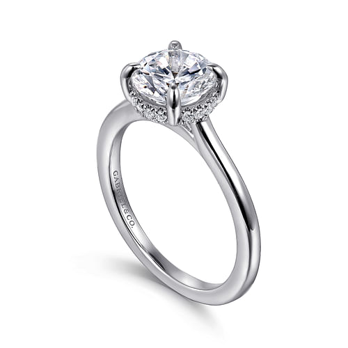 14K White Gold Round Halo Diamond Engagement Ring