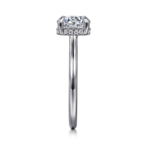 14K White Gold Round Halo Diamond Engagement Ring