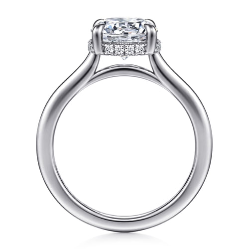 14K White Gold Round Halo Diamond Engagement Ring