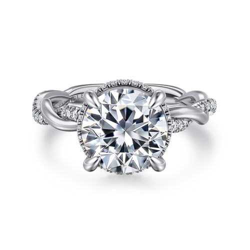 14K White Gold Round Halo Diamond Engagement Ring