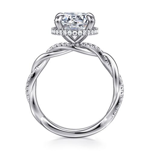 14K White Gold Round Halo Diamond Engagement Ring