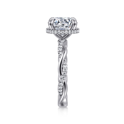 14K White Gold Round Halo Diamond Engagement Ring