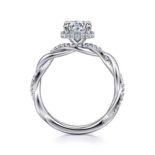 14K White Gold Round Halo Diamond Engagement Ring