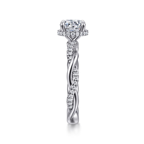 14K White Gold Round Halo Diamond Engagement Ring
