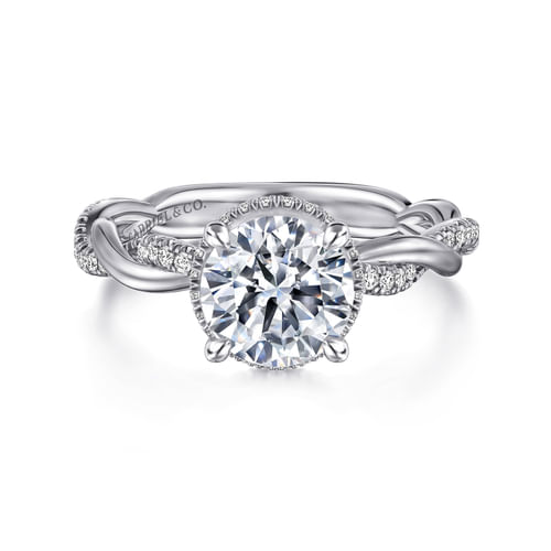14K White Gold Round Halo Diamond Engagement Ring