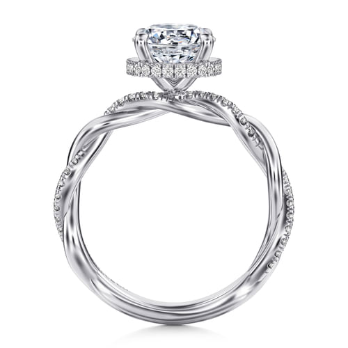 14K White Gold Round Halo Diamond Engagement Ring