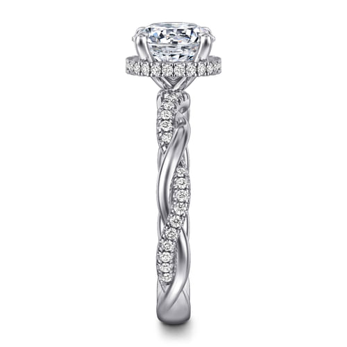 14K White Gold Round Halo Diamond Engagement Ring