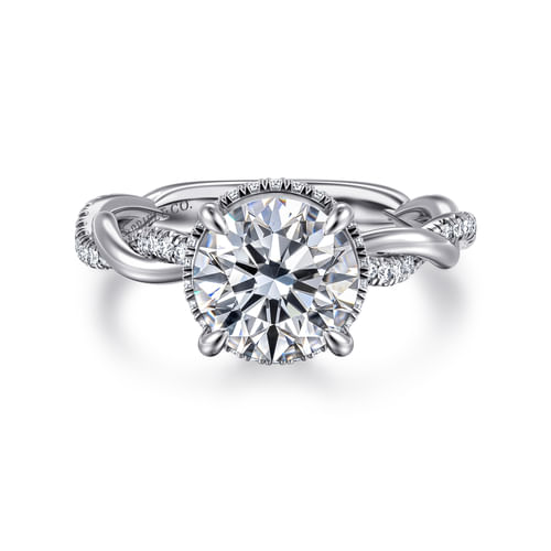 14K White Gold Round Halo Diamond Engagement Ring
