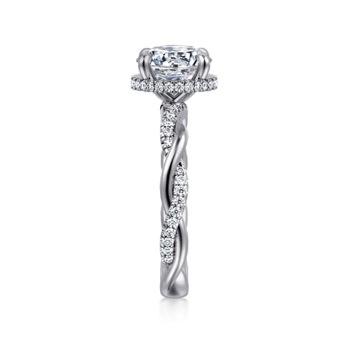 14K White Gold Round Halo Diamond Engagement Ring
