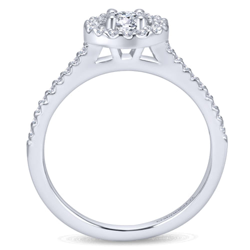 14K White Gold Round Halo Diamond Engagement Ring
