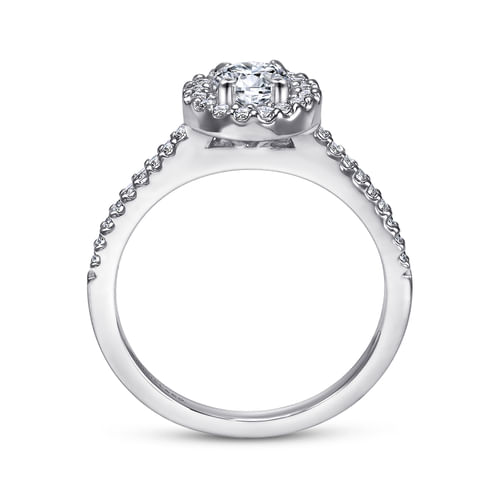 14K White Gold Round Halo Diamond Engagement Ring