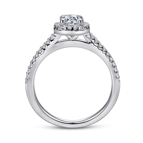 14K White Gold Round Halo Diamond Engagement Ring