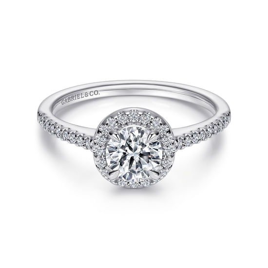 Gabriel - 14K White Gold Round Halo Diamond Engagement Ring