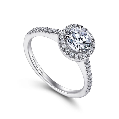 14K White Gold Round Halo Diamond Engagement Ring 14K White Gold Round Halo Diamond Engagement Ring