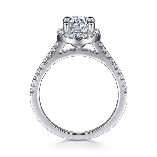 14K White Gold Round Halo Diamond Engagement Ring