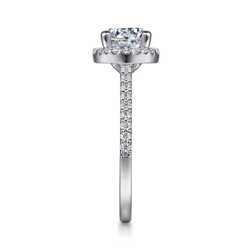 14K White Gold Round Halo Diamond Engagement Ring