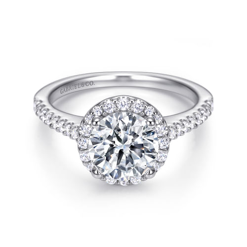 14K White Gold Round Halo Diamond Engagement Ring