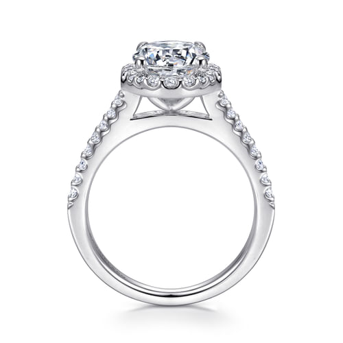14K White Gold Round Halo Diamond Engagement Ring