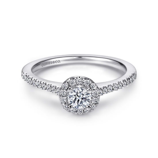 Gabriel - 14K White Gold Round Halo Diamond Engagement Ring