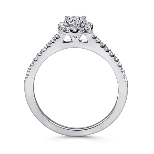14K White Gold Round Halo Diamond Engagement Ring