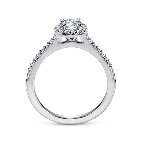 14K White Gold Round Halo Diamond Engagement Ring