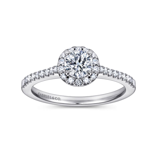 14K White Gold Round Halo Diamond Engagement Ring