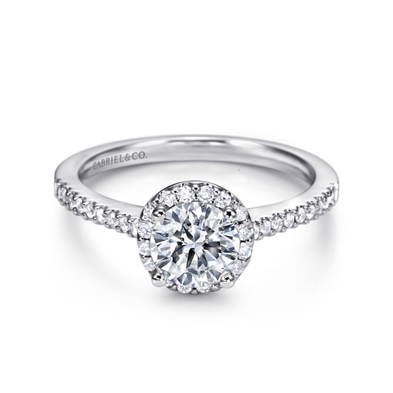 Gabriel - 14K White Gold Round Halo Diamond Engagement Ring