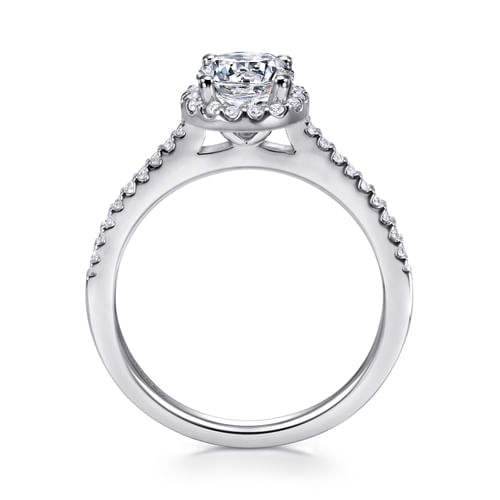 14K White Gold Round Halo Diamond Engagement Ring