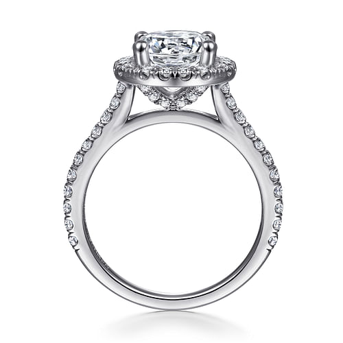 14K White Gold Round Halo Diamond Engagement Ring