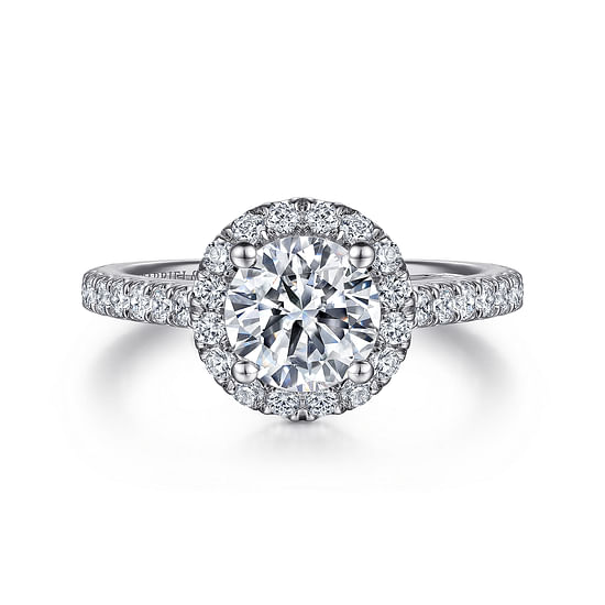 Gabriel - 14K White Gold Round Halo Diamond Engagement Ring