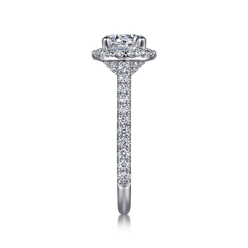 14K White Gold Round Halo Diamond Engagement Ring