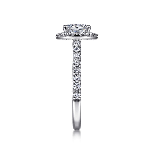 14K White Gold Round Halo Diamond Engagement Ring
