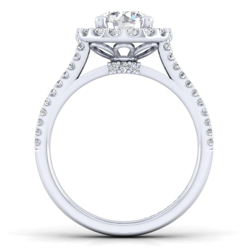 14K White Gold Round Halo Diamond Engagement Ring