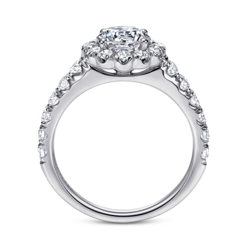 14K White Gold Round Halo Diamond Engagement Ring