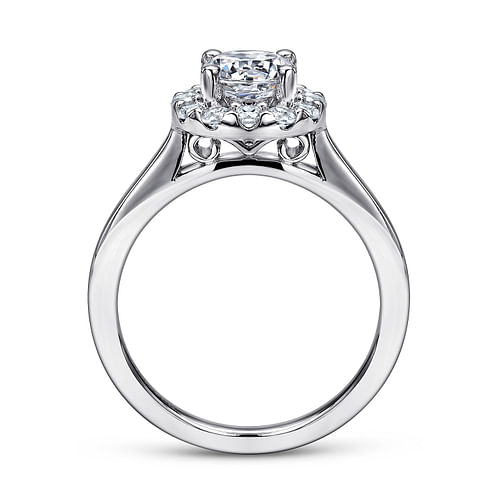 14K White Gold Round Halo Diamond Engagement Ring