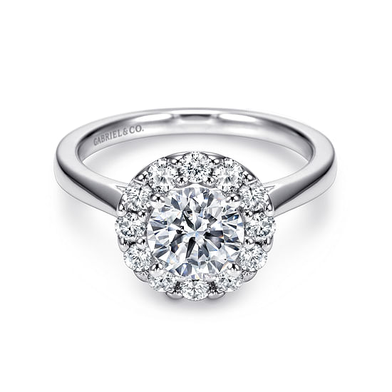 Gabriel - 14K White Gold Round Halo Diamond Engagement Ring