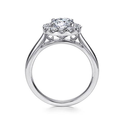 14K White Gold Round Halo Diamond Engagement Ring