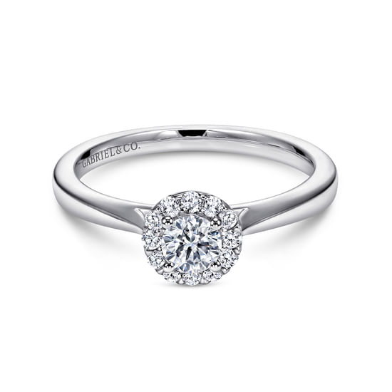 Gabriel - 14K White Gold Round Halo Diamond Engagement Ring