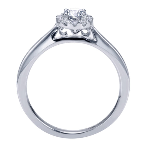 14K White Gold Round Halo Diamond Engagement Ring