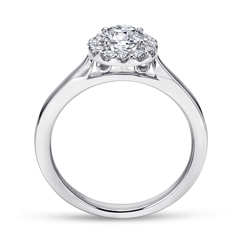 14K White Gold Round Halo Diamond Engagement Ring