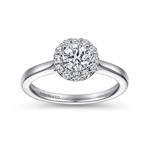 14K White Gold Round Halo Diamond Engagement Ring