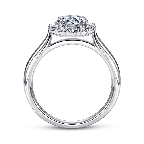 14K White Gold Round Halo Diamond Engagement Ring