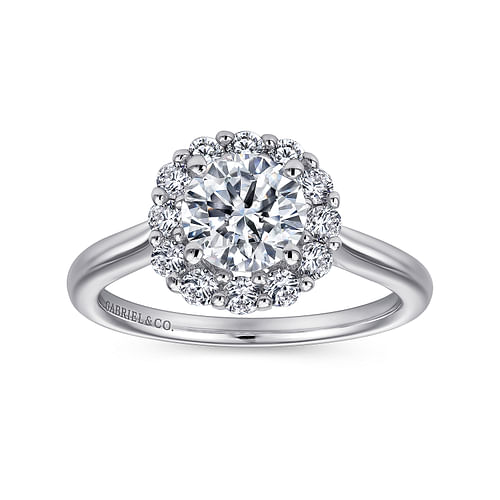 14K White Gold Round Halo Diamond Engagement Ring