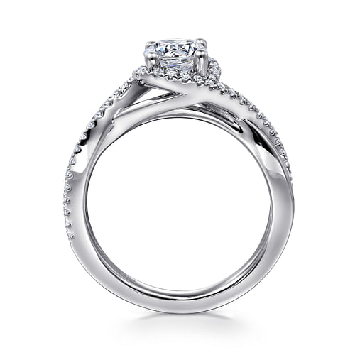 14K White Gold Round Halo Diamond Engagement Ring