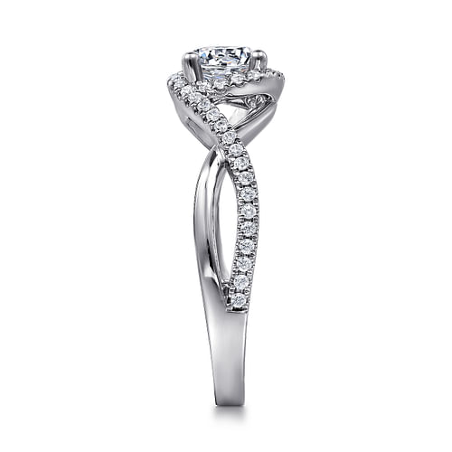 14K White Gold Round Halo Diamond Engagement Ring