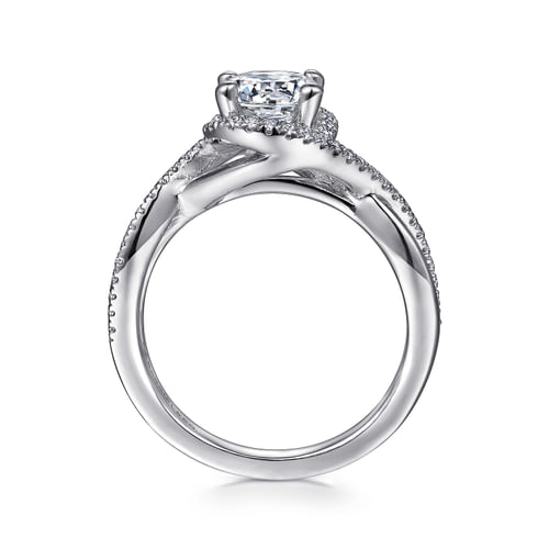 14K White Gold Round Halo Diamond Engagement Ring